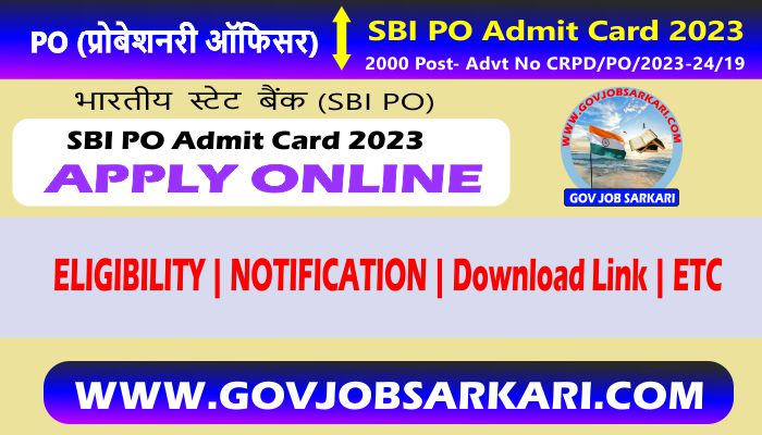 SBI PO Admit Card 2023 Download Link