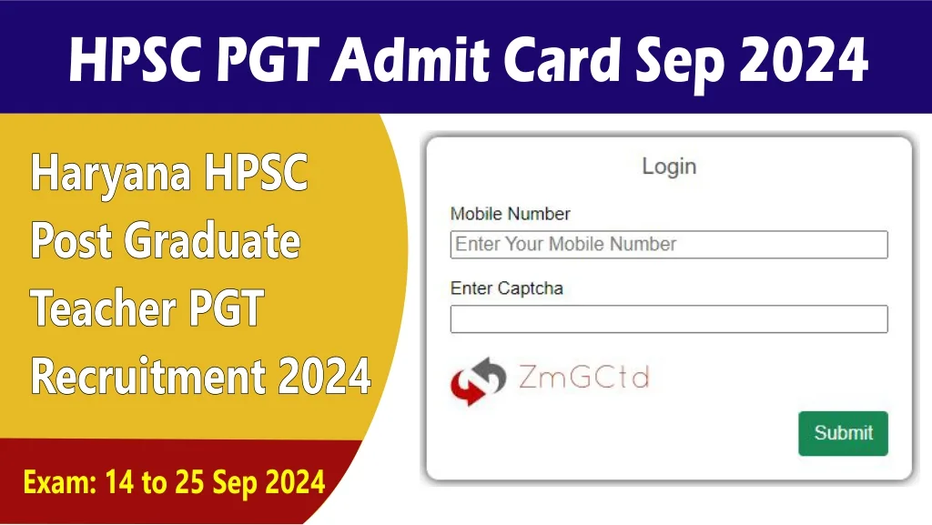 HPSC PGT Admit Card HPSC Post Graduate Teacher PGT Admit Card