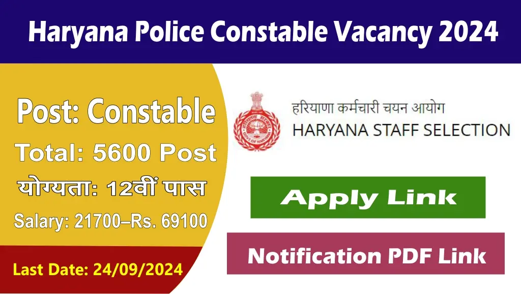 Haryana Police Constable Vacancy 2024