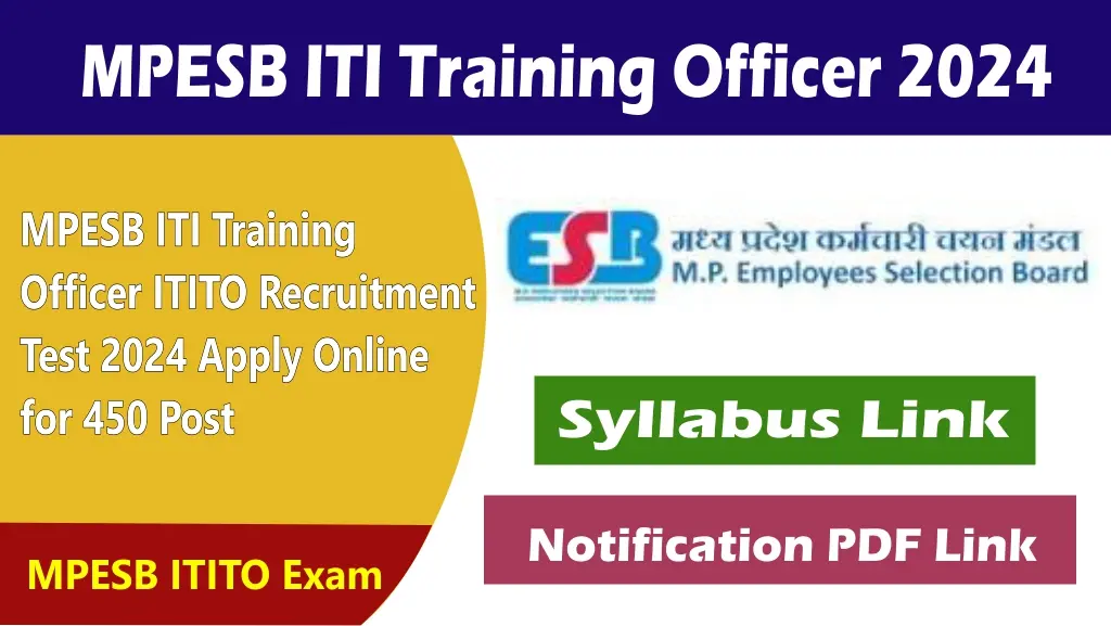 mpesb iti training officer ITITO Recruitment 2024