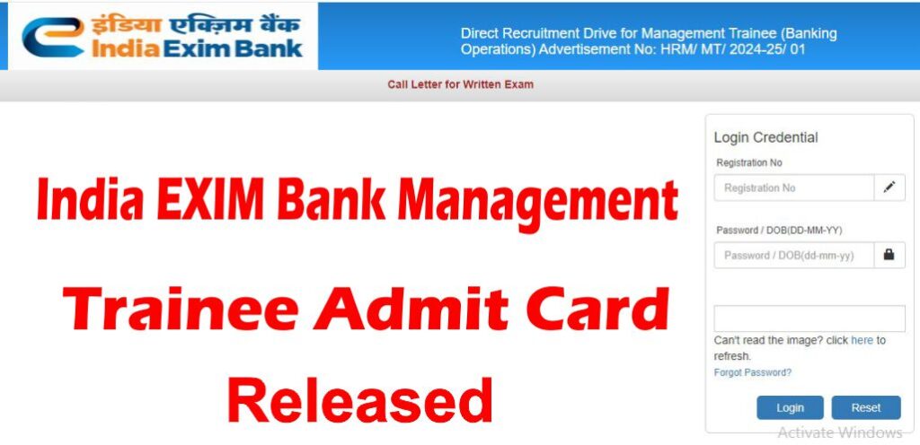 India EXIM Bank Management Trainee Admit Card Released