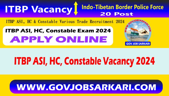 itbp asi, hc, constable various medical post 2024